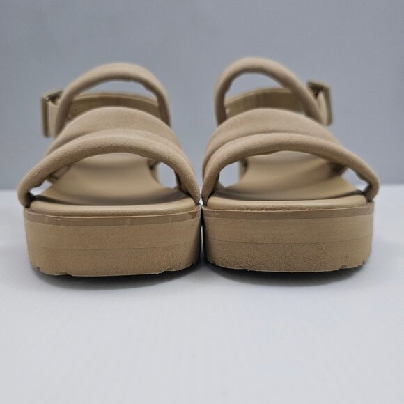 NEW Vince Skylar Platform Sandal Womens 8 Beige Suede Slingback Wedge Neutral - Picture 6 of 13